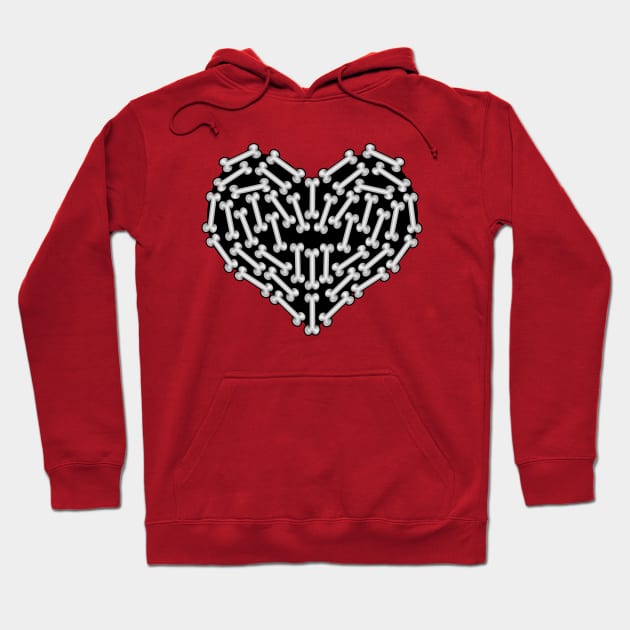 Black Heart made out of Bones - Dark Heart Hoodie by ArtsoftheHeart